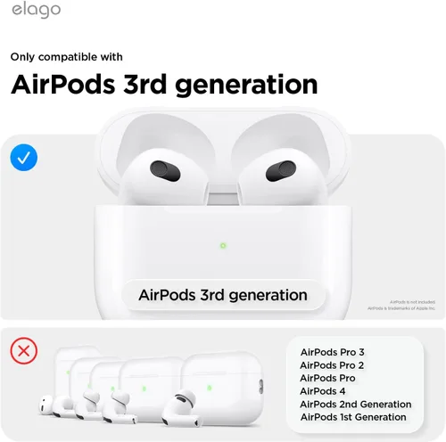 Vista 9 de elago Solid Armor - Funda compatible con AirPods de tercera generación, compatible con AirPods 3, diseño de absorción de golpes, TPU duradero, carga