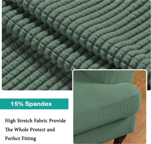 Vista 225 de Turquoize Fundas para sofá lavables de 2 piezas, fundas para sofá de 3 cojines, fundas elásticas para sofá con parte inferior elástica, tela