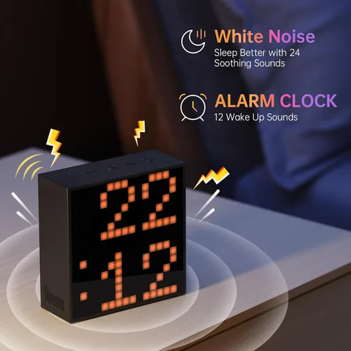 Vista 3 de Divoom TimeBox Evo - Altavoz de Arte Pixelado Bluetooth con Pantalla LED 16x16, Control de Aplicación - Marco de Animación Genial y Configuración