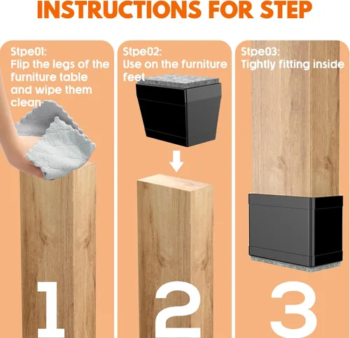 Vista 3 de Protectores rectangulares para patas de silla para pisos de madera dura, 16 piezas de fundas de silicona para proteger pisos de baldosas de madera