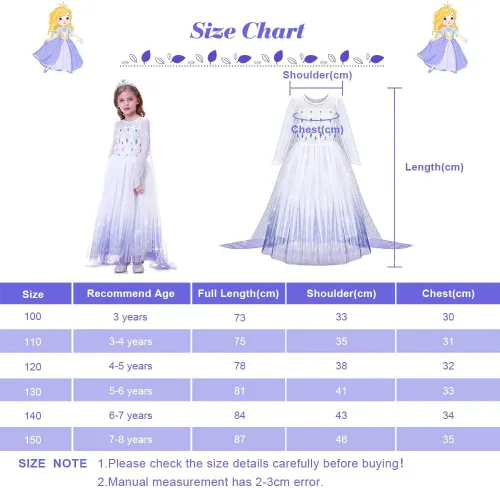 Vista 5 de AOMIG Vestido de princesa para niñas, disfraz de reina de lujo, disfraz de cosplay para niñas con vara de corona, disfraces de Halloween para niños