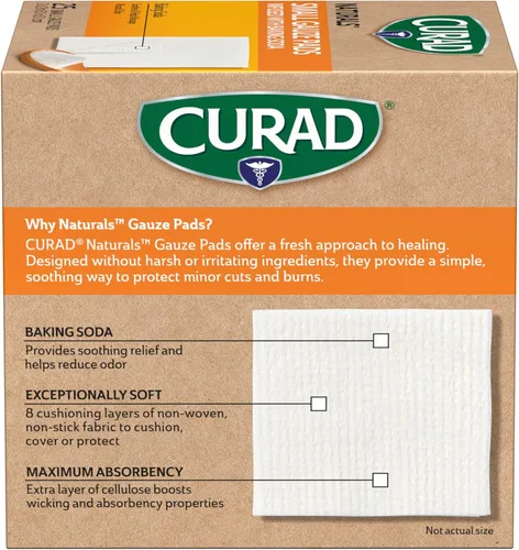 Vista 6 de Curad SoothePlus - Almohadillas de gasa con bicarbonato de sodio, 2 x 2 pulgadas, 25 unidades (paquete de 1)