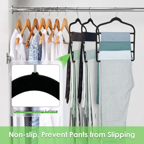 Vista 9 de 30 perchas de terciopelo negro + 6 perchas negras para pantalones