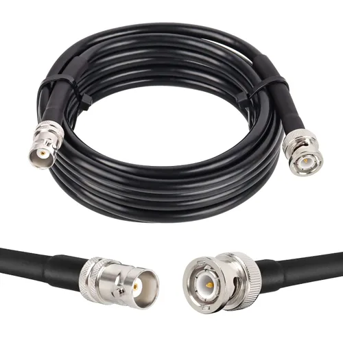 Vista 9 de MOOKEERF Cable coaxial BNC macho a BNC hembra de 50 ohmios RG8X coaxial de pérdida ultra baja para antena, radio RF, módem, osciloscopio, espectro