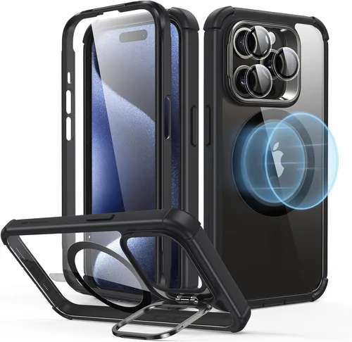 Vista 11 de ESR Funda para iPhone 16 Pro con soporte, botón de control de cámara compatible con MagSafe, funda de cuerpo completo a prueba de caídas de grado