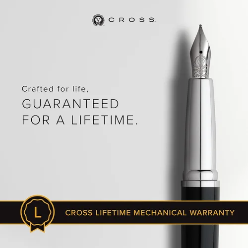 Vista 3 de Cross Pluma Fuente Recargable ATX Presentada en una Caja de Regalo de Lujo - Punta Media, Tinta Negra, Basalto Negro