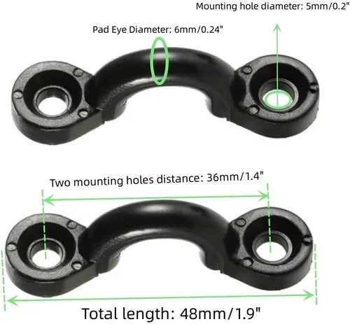Vista 2 de Kit de 20 trabillas de amarre para kayak, kit de aparejo de cubierta de bucle de nailon y tornillos de acero inoxidable para canoa, barco