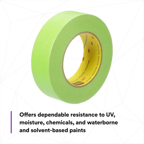 Vista 6 de 3M Scotch Cinta de enmascarar de alto rendimiento 233+, 46338, 1.417 pulgadas x 21.65 pulgadas, 1 rollo, flexible, resistente a la humedad, verde, a