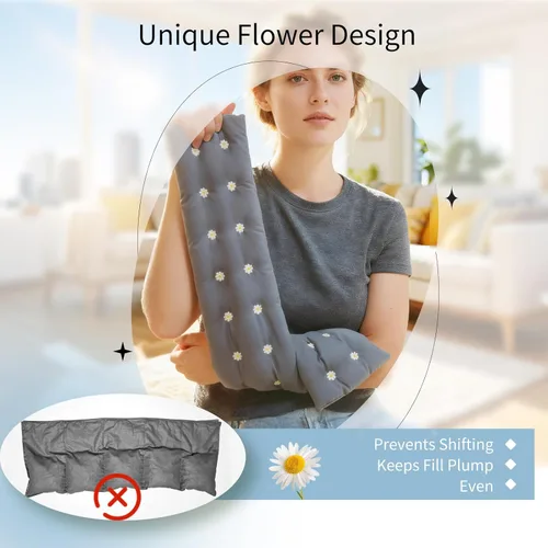 Vista 7 de Almohadilla de calentamiento para cuello, hombros y espalda apta para microondas y lavable 27x5" Bolsas de arroz para microondas para terapia