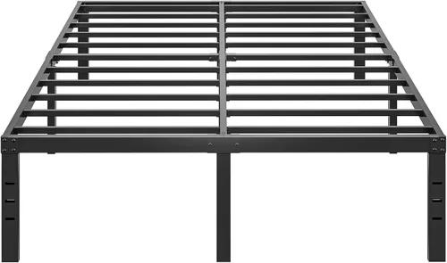 Vista 7 de FSCHOS Base de cama tamaño King, plataforma de metal de 18 pulgadas, soporte de listones de acero reforzado, base de colchón resistente, no necesita