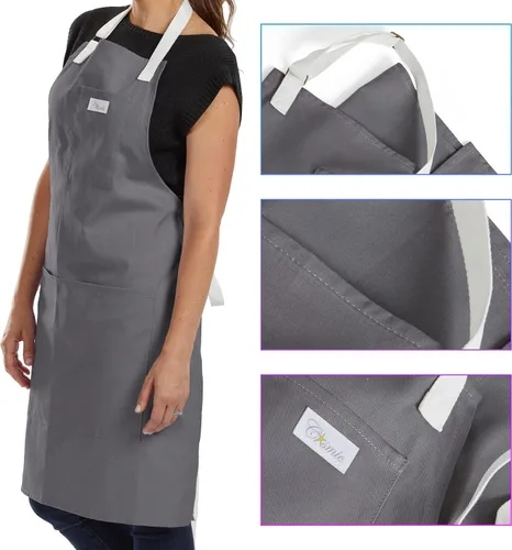 Vista 4 de Cosmic Aprons 34" x 26" Craft or Kitchen and Chef Aprons, and Cotton Chef Beanies with 9 to 12-Inch Base