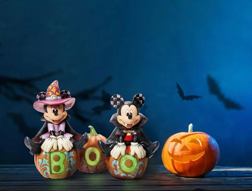 Vista 7 de Enesco Disney Traditions by Jim Shore - Figura de Halloween de Mickey y Minnie Mouse, 7.25 pulgadas, multicolor