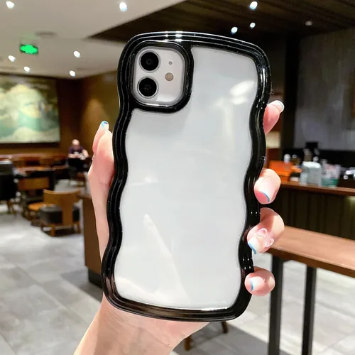 Vista 43 de QLTYPRI Funda compatible con iPhone 7/8/SE, bonita funda transparente con marco ondulado rizado para niñas y mujeres, funda protectora de TPU