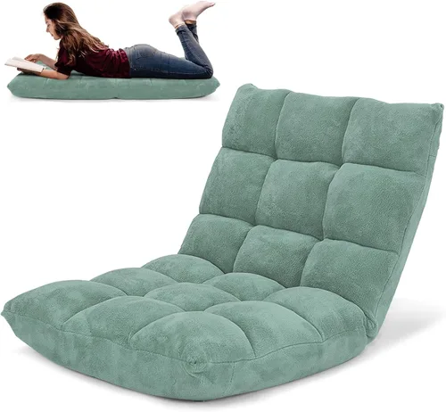 Vista 19 de COSTWAY Silla de Gaming Ajustable, Sillas de Gaming con Soporte para la Espalda, Marco de Acero Aleado, Forro Polar Coral Suave, Sofá Perezoso