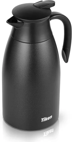Vista 15 de Tiken Jarra térmica de café de 34 onzas, jarra de café aislada al vacío de acero inoxidable para mantener el calor, dispensador de bebidas de 1 Negro