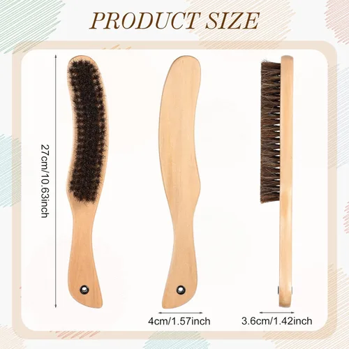 Vista 2 de Juego de 2 cepillos para sombreros y esponjas de limpieza, pelo de caballo, sombrero de madera, cepillo de esponja limpia, cepillo de fieltro, kit