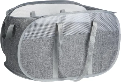 Vista 12 de Cestas plegables para la ropa sucia de 100L, cesta emergente a prueba de desgarros con asas dobles, cesta de lavandería plegable grande, cesta