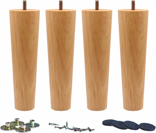 Vista 9 de WEICHUAN Patas de repuesto de madera maciza de caucho de 4", para sofá, sillón, otomana, sofá de dos plazas, mesa de café, gabinete, patas de madera