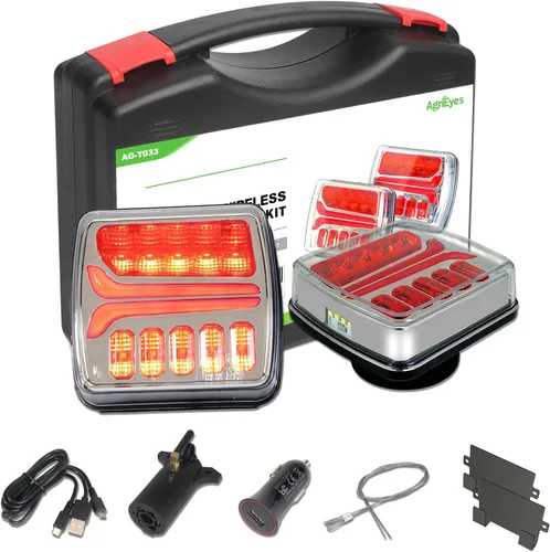Agrieyes Luces de Remolque Inalámbricas, Luz de Remolque LED Magnética Recargable, Juego de Luces de Remolque Portátil para Camiones, Wrenker