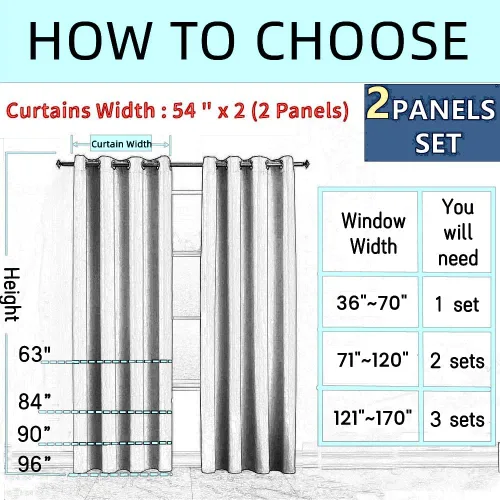 Vista 4 de MYRU Juego de 2 paneles de cortinas cortas de cocina para dormitorio, cortinas de rayas con estampado de aluminio para sala de estar