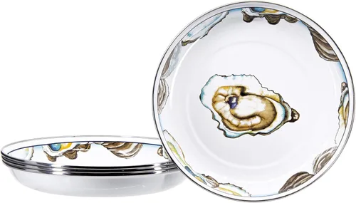 Golden Rabbit Enamelware - Juego de 4-10" Platos de Pasta (Oyster)