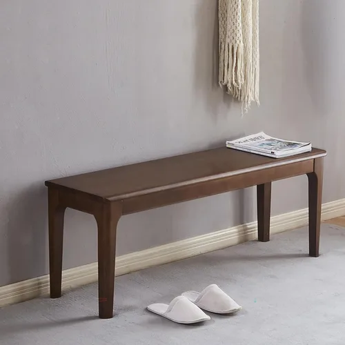 Vista 2 de Banco de comedor de madera de roble macizo, banco de entrada y extremo para dormitorio, sala de estar, cocina (marrón)