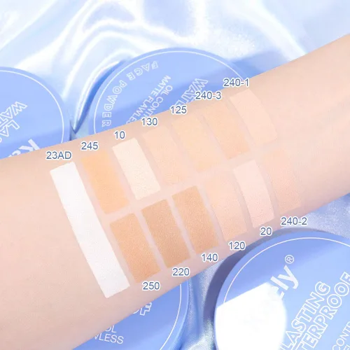 Vista 5 de evpct Polvo facial prensado para control de aceite, compacto para mujeres, base de maquillaje translúcida para mujeres, impermeable, de larga