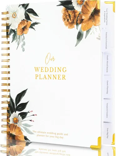 Libro y organizador de boda atemporal de alta calidad, libro de planificación de bodas, carpeta completa de recuerdo y cuenta regresiva, regalo de
