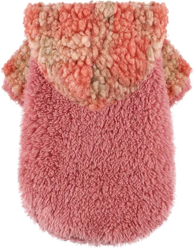 Vista 9 de Suéter de forro polar con capucha para perro, suéteres cálidos de terciopelo mullido, ropa de invierno para perros pequeños, hembras y niños