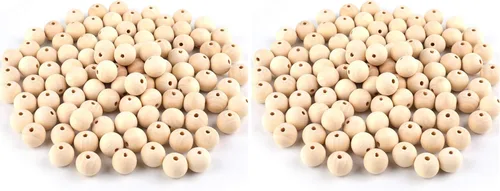 Vista 8 de Foraineam 300 cuentas de madera natural de 0.630 in sin terminar redondas sueltas de madera cuentas espaciadoras de madera para hacer manualidades