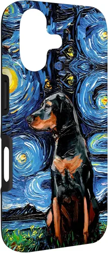 Vista 3 de Black and Tan Coonhound Starry Night Art – Dog Lover Gift Case for iPhone 17