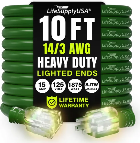 Vista 26 de Cable de extensión de 3 pies para interiores y exteriores 10/3 calibre Ultra resistente de 3 puntas SJTW, impermeable, cable de alimentación