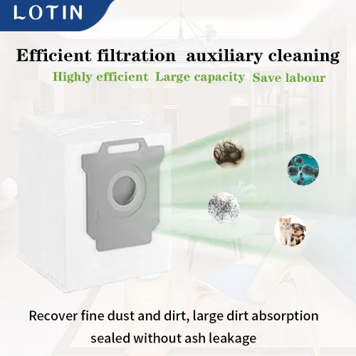 Vista 5 de LOTIN Paquete de 6 bolsas de polvo al vacío. Compatible con aspiradora Roomba i7 i7+/i7 Plus E5 E6 S9 S9+/S9 Plus Series