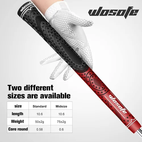 Vista 2 de wosofe Paquete de 13 agarres de golf de material compuesto de goma, agarre híbrido para palos de golf, opciones estándar de tamaño mediano de 4