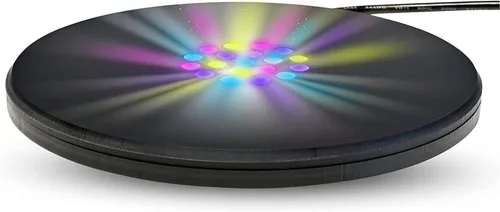 Vista 2 de Soporte de 19 LED que cambia de color, pedestal de exhibición iluminado circular para arte de cristal 3D, base de luz con enchufe AC/USB, soporte