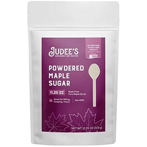Judee's - Azúcar de arce en polvo de 11.25 onzas, azúcar de confitería de jarabe de arce, 100% sin OMG, sin gluten y sin nueces, ideal para hornear,