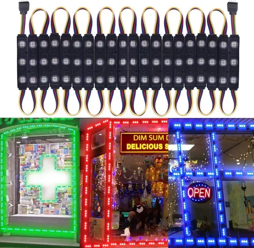 Vista 2 de Luces LED para ventana, módulo LED, luces impermeables para escaparates, luces decorativas de negocios, 12 V, 5050, luces LED para publicidad