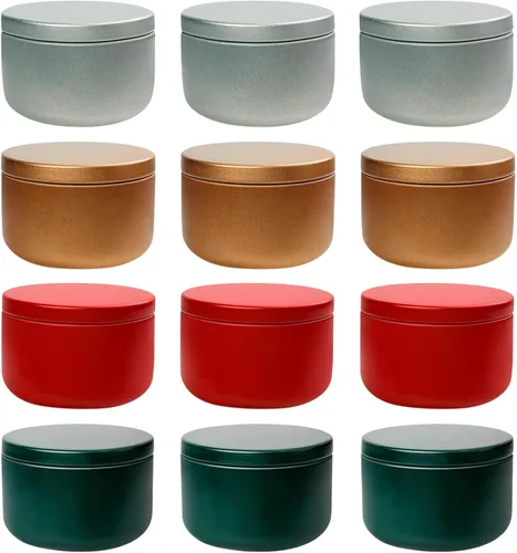 TooGet Latas para velas, 12 botes de lata de té, mini tarros vacíos para