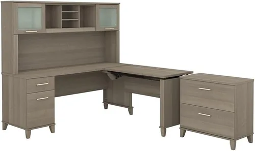 Bush Furniture Hutch tiene compartimentos abiertos con estantes para libros, carpetas, decoraciones y más