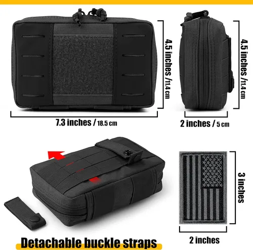 Vista 4 de bvya Bolsa táctica EDC para uso general, bolsa de administración Molle, organizador de herramientas horizontal, bolsa multiusos, funda de mapa