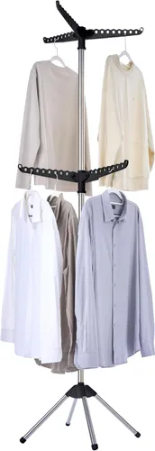 Vista 12 de CASAMAYA Tendedero plegable para ropa de 74.8 pulgadas, 2 niveles, con riel giratorio para 54 piezas de ropa, ahorro de espacio, interior, acero