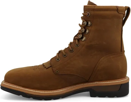 Vista 2 de Twisted X - Botas de cuero de grano completo con cordones para hombre de 8 pulgadas con punta de acero para hombre
