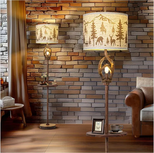 Vista 10 de Scenekoy Lámpara de pie estilo Antlers de 65 pulgadas de alto con luz