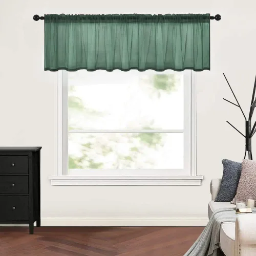 Vista 10 de MIULEE Cenefa Transparente Naranja Quemado con Textura de Lino para Media Ventana, Cortina Pequeña Estilo Granja para Cocina, Café, Sala de Estar