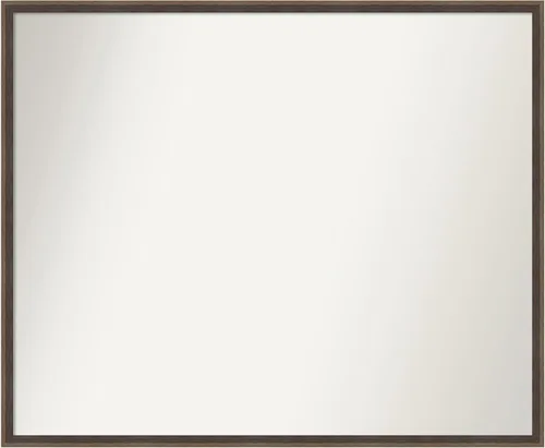 Vista 56 de Amanti Art Brown Bathroom Mirror for Over Sink, 25x39 Custom Made Hardwood Wedge Mocha Rectangle Vanity Mirror, Large Modern Wood Frame, Hangs