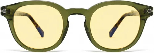 Vista 5 de Round Computer Glasses Yellow Tint Gaming Blue Light Blocking LETO Turquoise/Tortoise