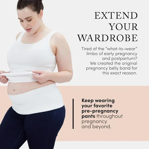 Vista 2 de Ingrid & Isabel Bellaband Banda para el vientre de maternidad sin costuras para mujer Extensor esencial de embarazo y posparto de jeans