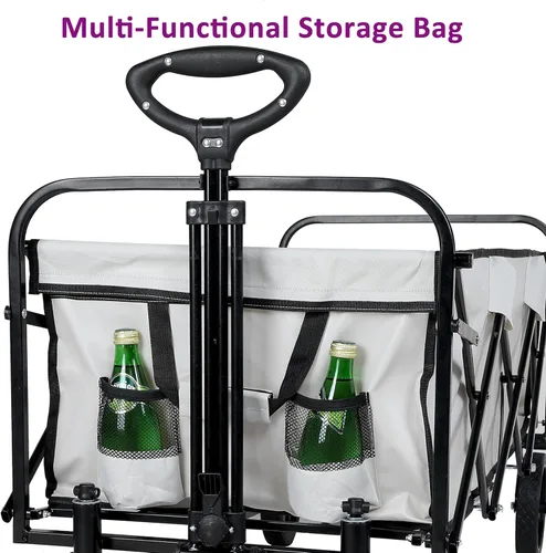 Vista 6 de YSSOA - Carro de mano portátil y resistente con toldo extraíble, ruedas de 8 pulgadas, asas ajustables y doble tela para ir de compras, picnic