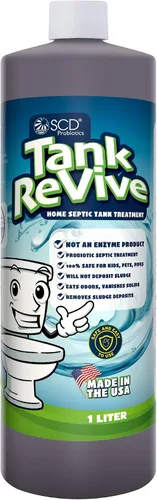 Tank Revive para sistemas sépticos domésticos – 1 litro, probióticos vivos licuan lodos, mantienen los tanques sépticos limpios hasta por un año,