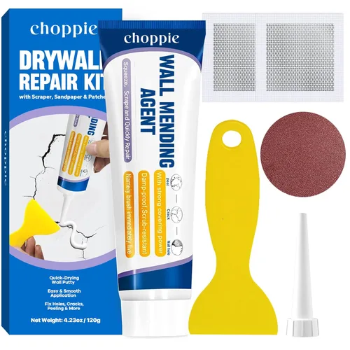 Choppie Kit de reparación de paneles de yeso (4.2 onzas), reparación de paredes Spackle Pared, Kit de parches de reparación de pared para llenar los